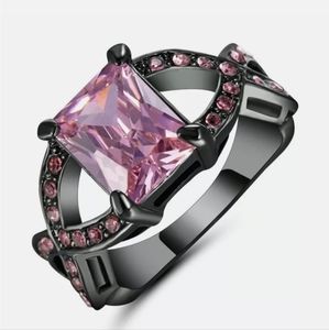 New Pink Sapphire Black Gold Double Sided Eternity Ring.